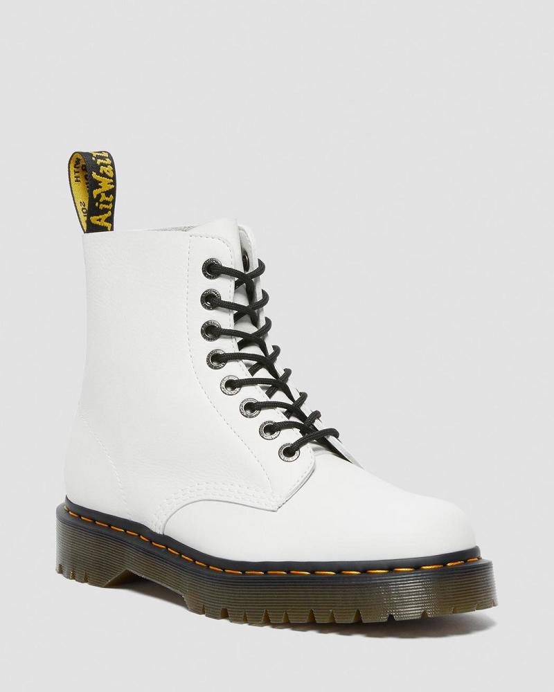 White Women\'s Dr Martens 1460 Pascal Bex Pisa Leather Lace Up Boots | CA 179HAP